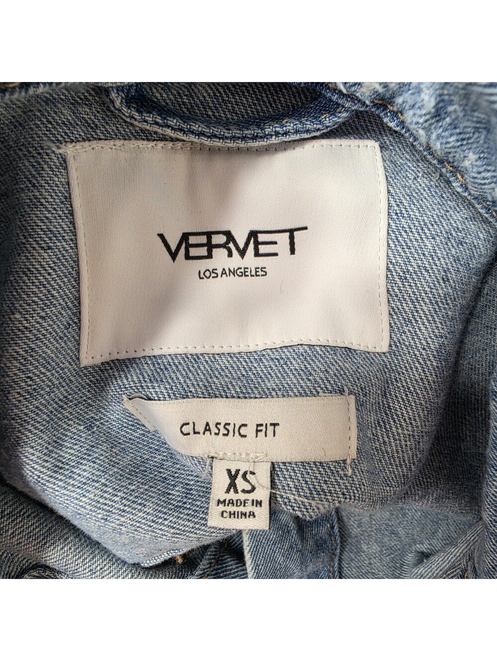 Vervet Distressed Denim Jacket Women's XS Classic Fit Light Wash Ripped - Picture 9 of 9